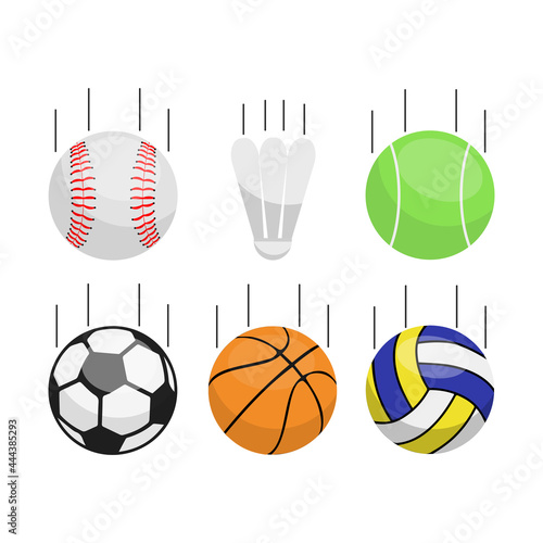 Illustration vector cartoon of various kind of balls in sports. Suitable for sports product.