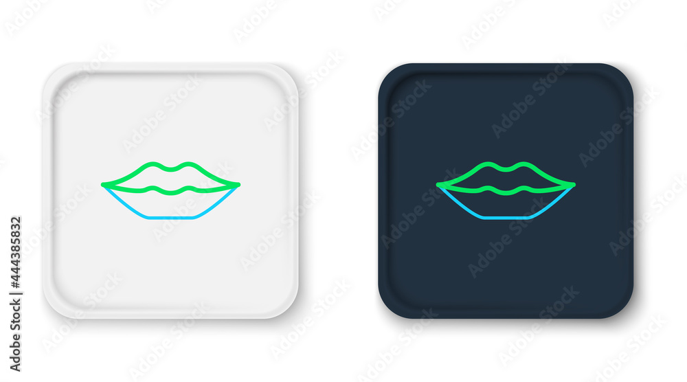 Obraz premium Line Smiling lips icon isolated on white background. Smile symbol. Colorful outline concept. Vector