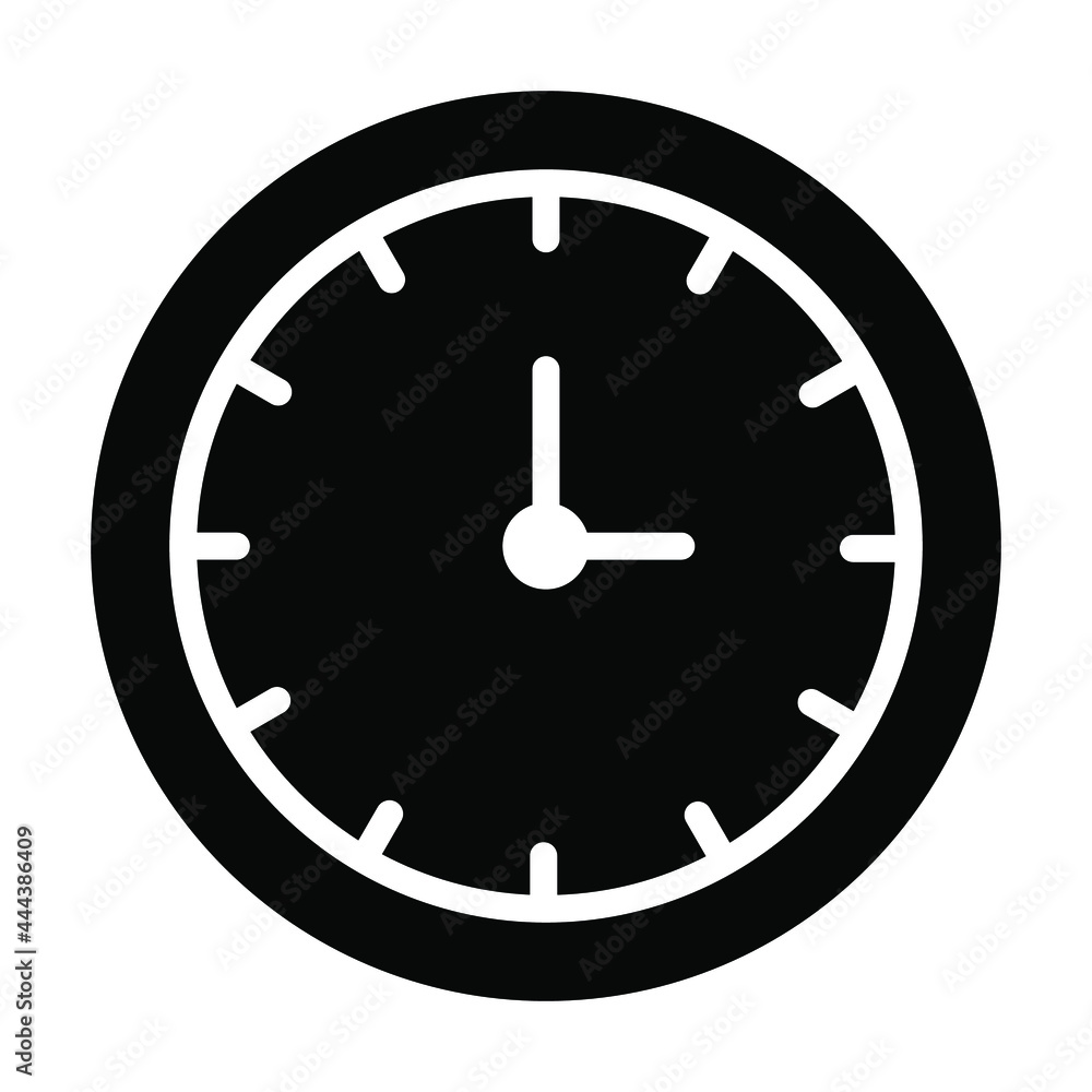 Clock vector Icon- Glyph style high quality vector illustration. Clock vector Icon- Glyph style high quality vector illustration.