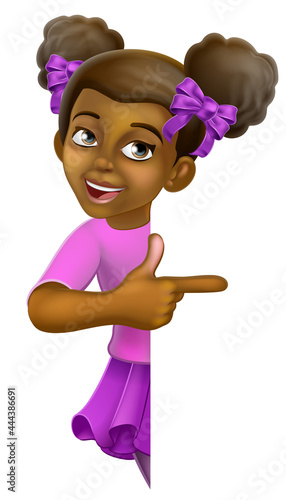 Black Girl Cartoon Child Ki...