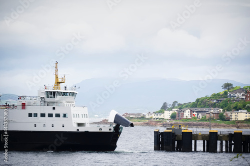 Ferry ship arriving at Scottish town of Wemyss Bay photo