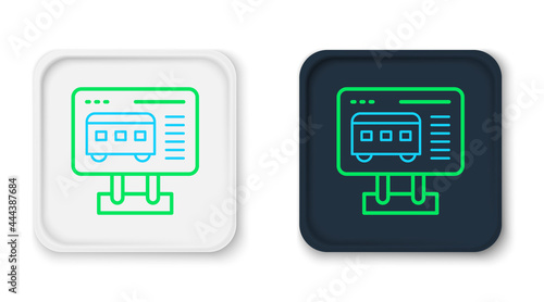 Line Ticket office to buy tickets for train or plane icon isolated on white background. Buying tickets. Ticket service. Colorful outline concept. Vector