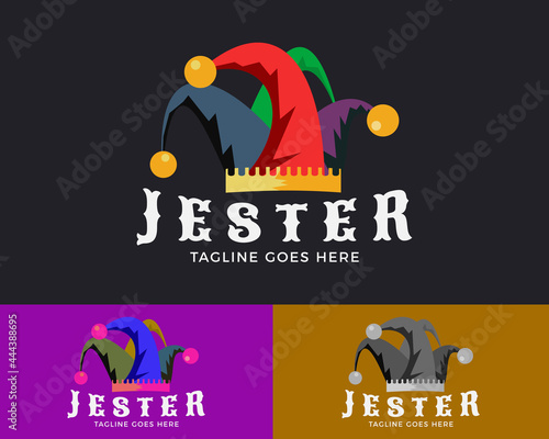 Jester hat logo vector icon illustration