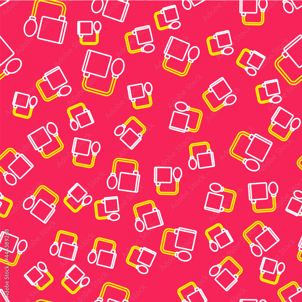 Line Blood pressure icon isolated seamless pattern on red background. Vector Line Blood pressure icon isolated seamless pattern on red background. Vector