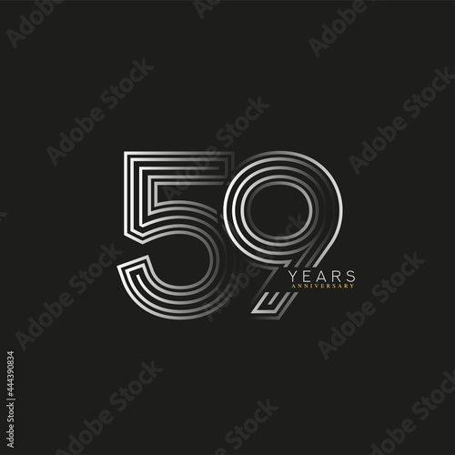 59th years anniversary celebration logotype with linked number black and white. Simple and modern design, vector design for anniversary celebration.