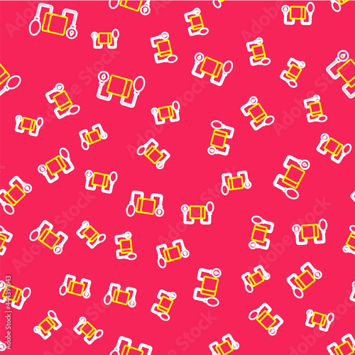 Line Blood pressure icon isolated seamless pattern on red background. Vector