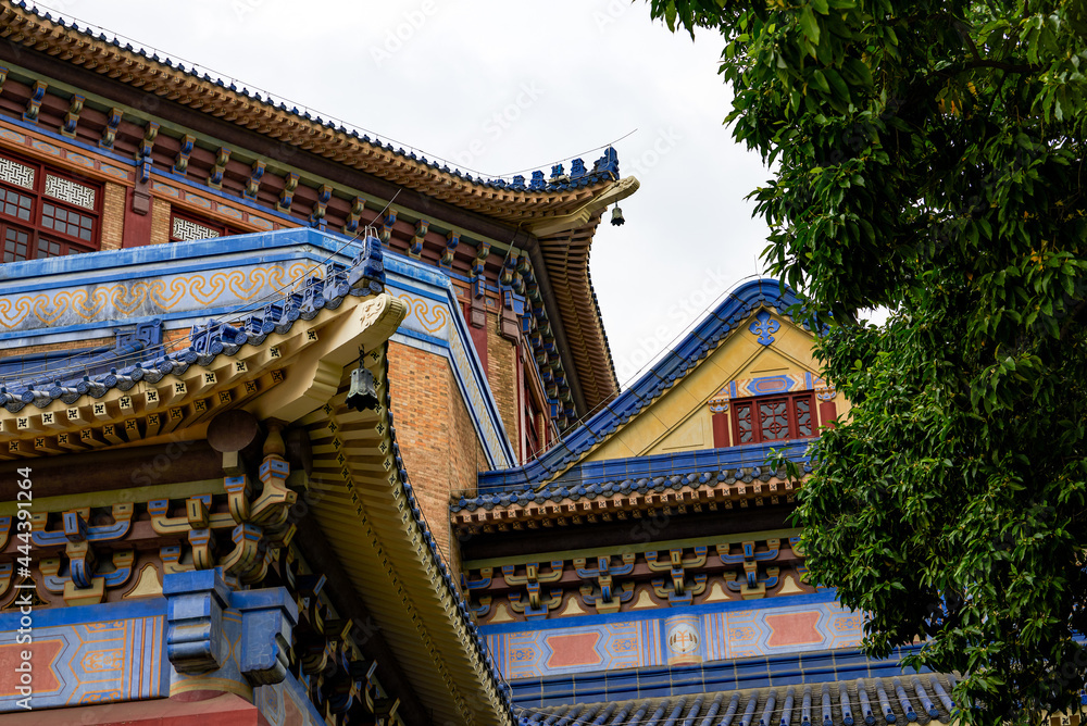 A close-up of a corner of the Chinese retro building of the Sun Yat-sen Memorial Hall in Guangzhou A close-up of a corner of the Chinese retro building of the Sun Yat-sen Memorial Hall in Guangzhou