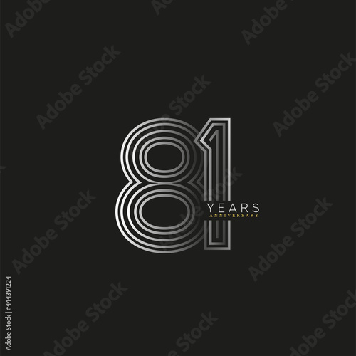81st years anniversary celebration logotype with linked number black and white. Simple and modern design, vector design for anniversary celebration.