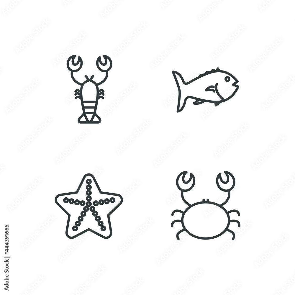 seafood set icon, seafood office set sign icon, vector illustration seafood set icon, seafood office set sign icon, vector illustration