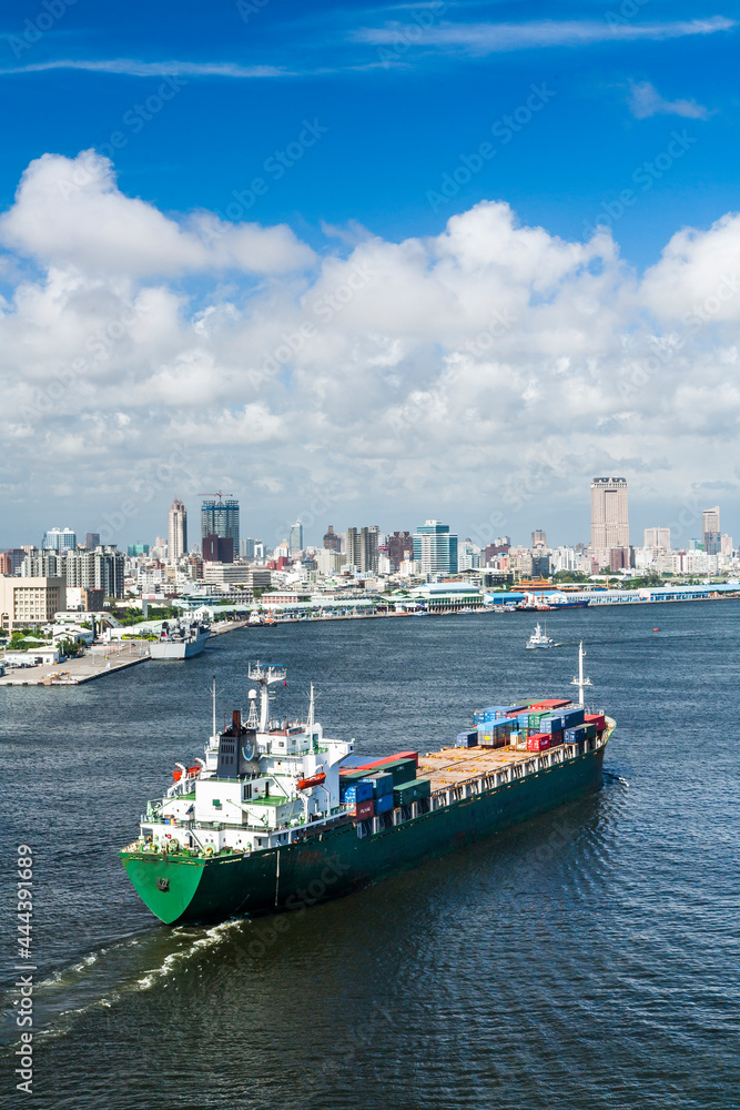 the coastal urban landscape of the port of Kaohsiung in Taiwan