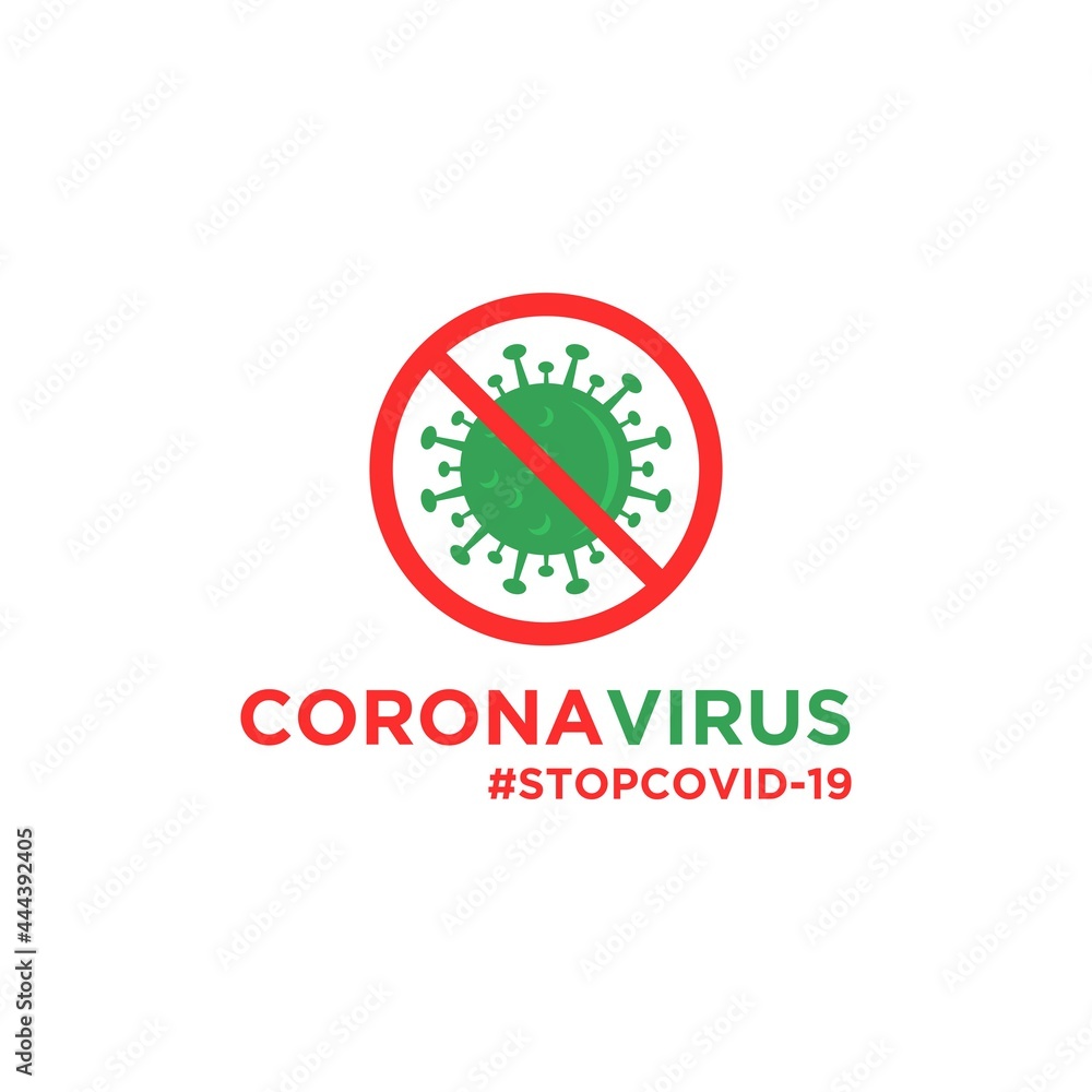 Vector graphic illustration of stop corona virus, Covid-19 in wuhan, corona virus infection. 2019-nvoc virus. Corona virus microbe logo