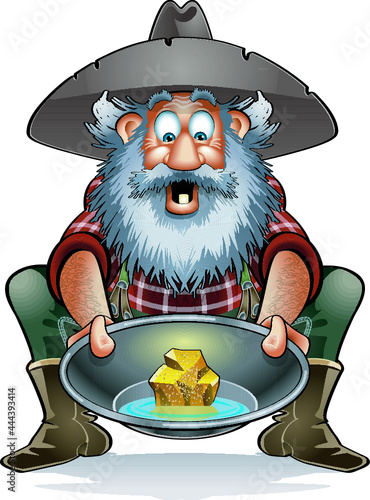 old prospector with gold nugget  photo