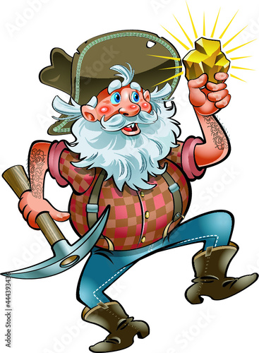 old prospector with gold nugget  photo