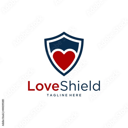 Colorful Love Shield logo design template