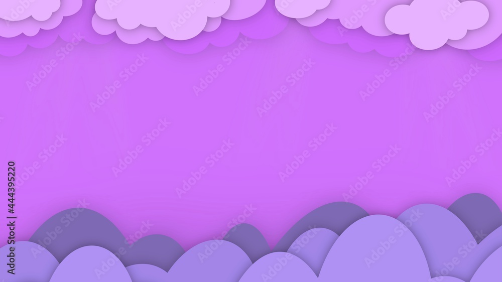 Berge, Wolken und lila Himmel Hintergrund Banner