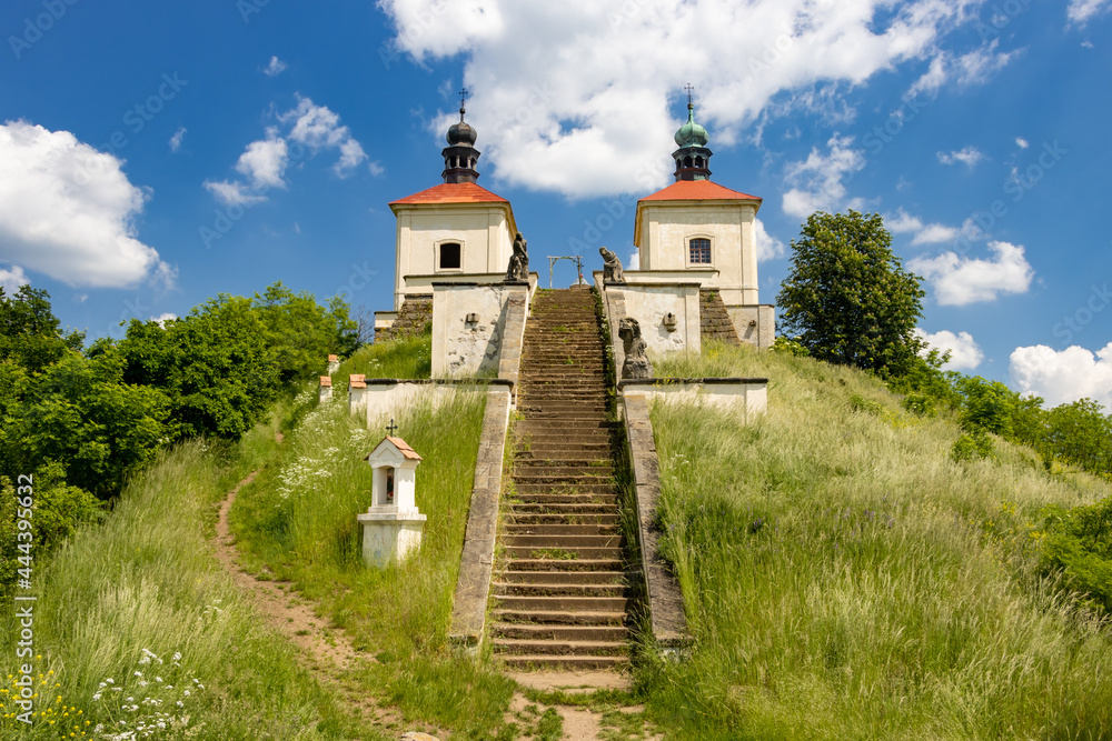 Historic Corpus Christi Chapel on top of a hill, North Bohemia, Czechia