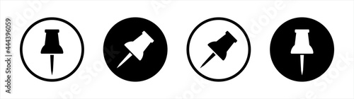 Set push pin sign icons for web site, page and mobile app design element. Vector Illustration.