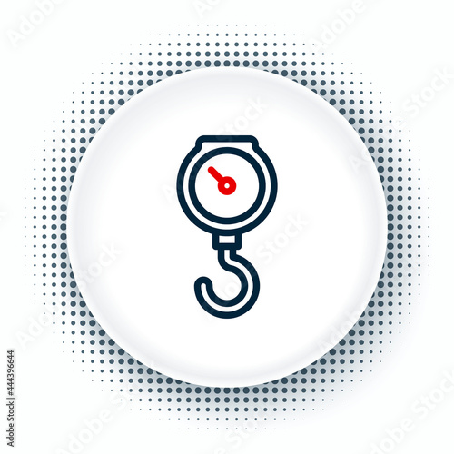 Line Hand scale spring mechanical icon isolated on white background. Colorful outline concept. Vector