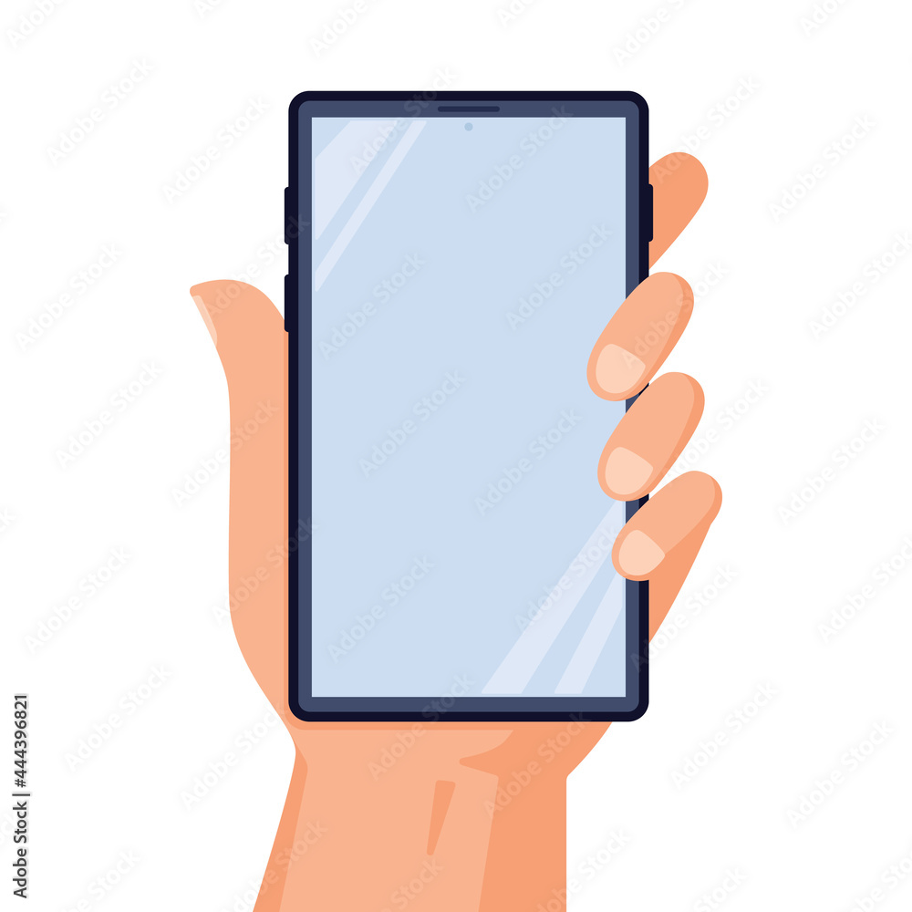 hand holding smartphone isolated on white background vector illustration hand holding smartphone isolated on white background vector illustration