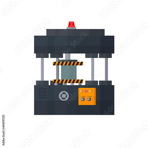 Hydraulic factory press. Industrial press, vector illustration