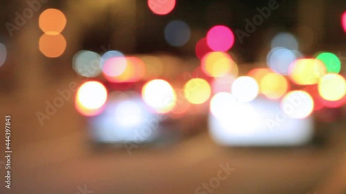 Cityscape. Unfocused Night traffic car lights 