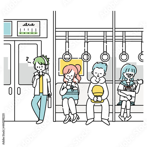 電車で通勤する女性