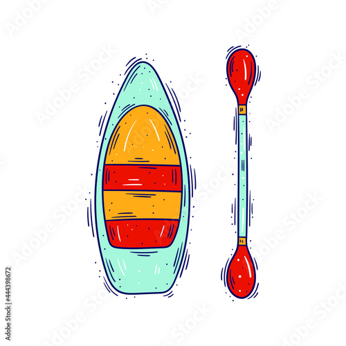 Vector illustration of a rowing boat, hand drawn cartoon icon, isolated