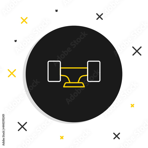 Line Skateboard wheel icon isolated on white background. Skateboard suspension. Skate wheel. Colorful outline concept. Vector