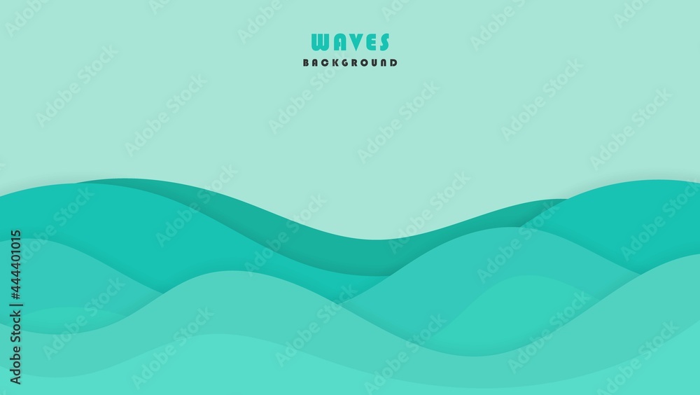 Blue Cyan Waves Shape Papercut Background Design. Good For Banner, Poster Or Motion. Blue Cyan Waves Shape Papercut Background Design. Good For Banner, Poster Or Motion.