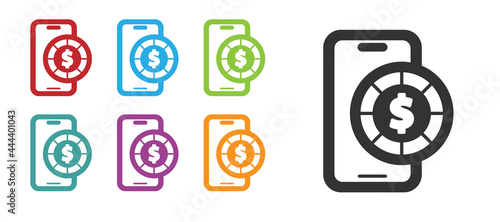 Black Online poker table game icon isolated on white background. Online casino. Set icons colorful. Vector