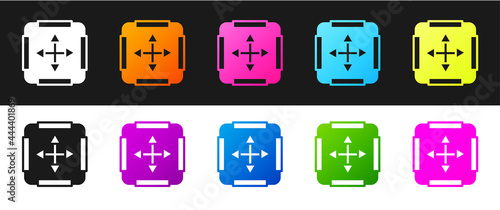 Set Area measurement icon isolated on black and white background. Vector