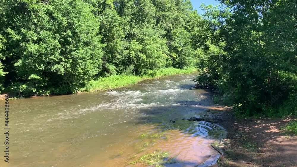 cold river water in the forest. Sunlight shines in summer.
cold river water in the forest. Sunlight shines in summer.