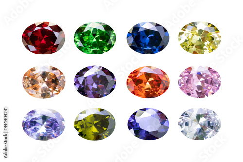 Natural gemstone round cut isolated on a white background