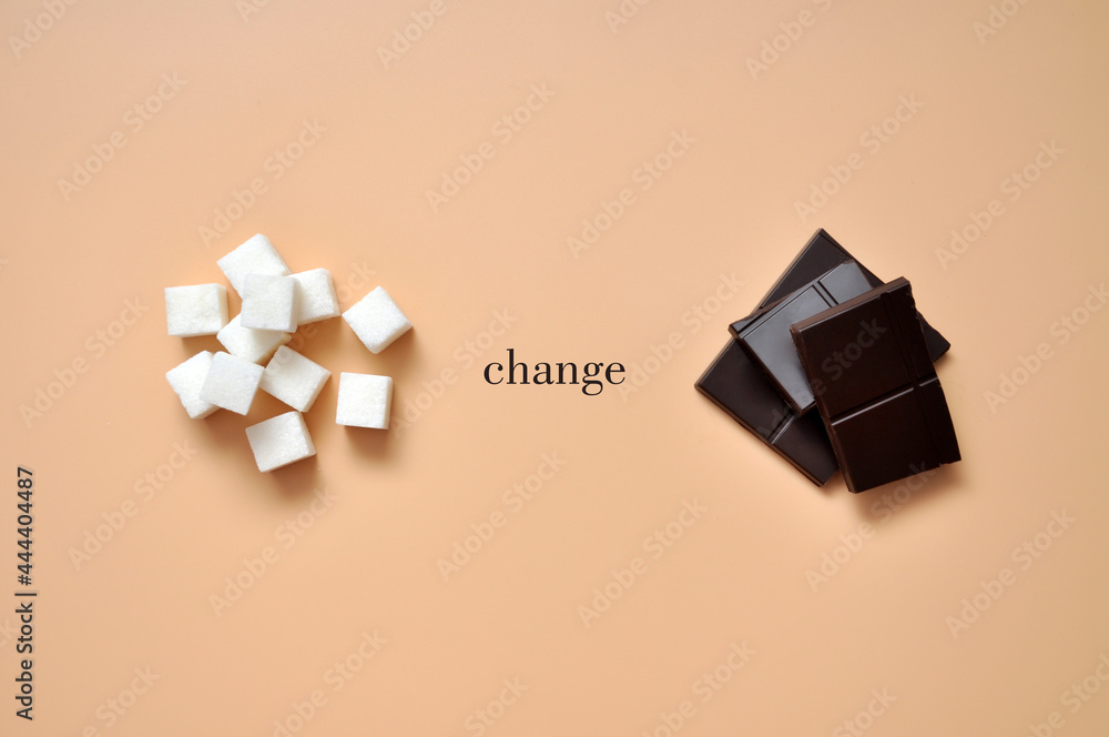 Replacing sugar with dark chocolate. Replacing harmful sweets with healthy ones