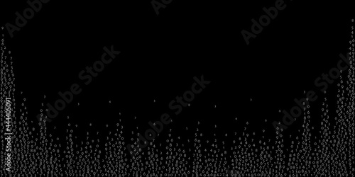 Falling numbers, big data concept. Binary white flying digits. Lively futuristic banner on black background. Digital vector illustration with falling numbers.