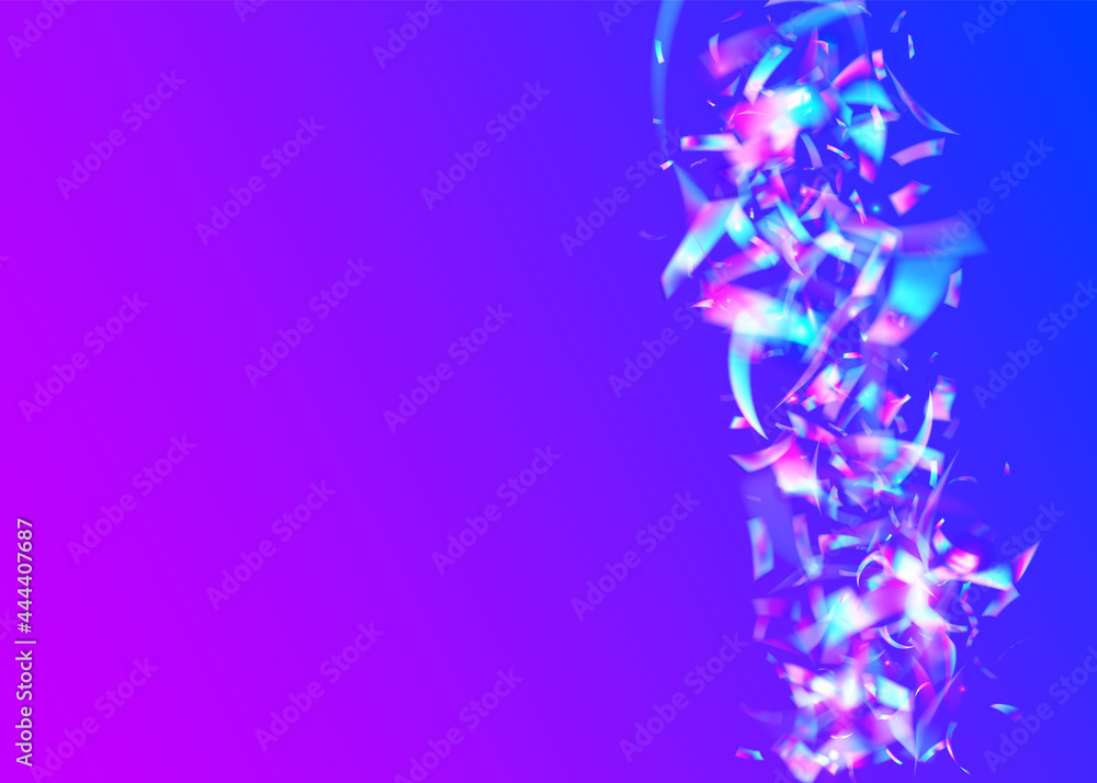 Holographic Effect. Light Texture. Purple Blur Glare. Party Design. Unicorn Foil. Fiesta Art. Disco Christmas Decoration. Transparent Confetti. Violet Holographic Effect