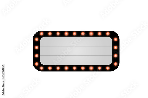 Marquee light board sign retro on white background.