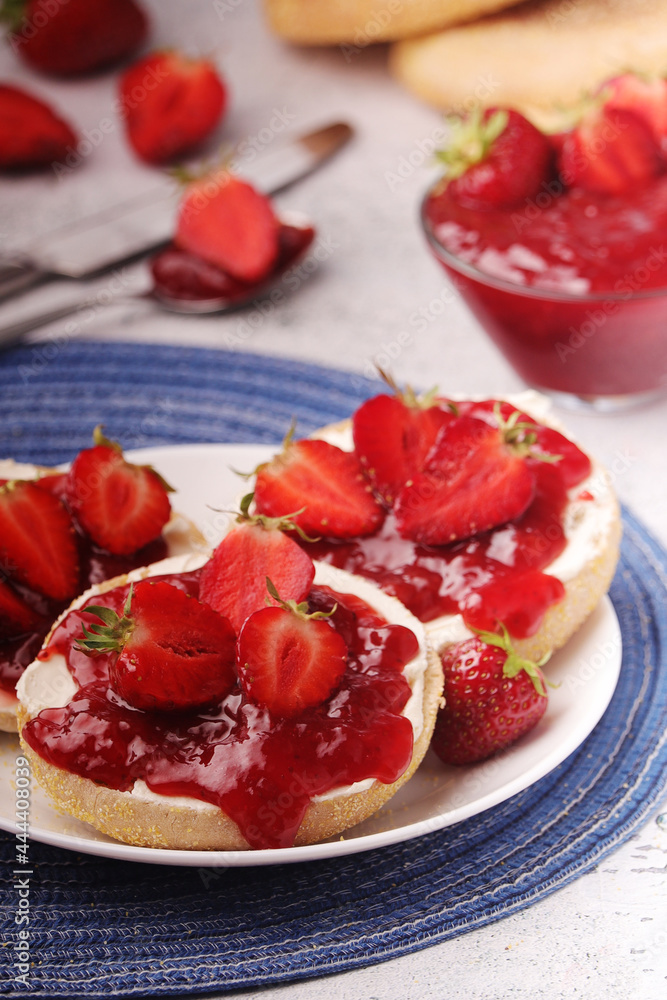 Wheat sandwiches with strawberry marmalade Wheat sandwiches with strawberry marmalade