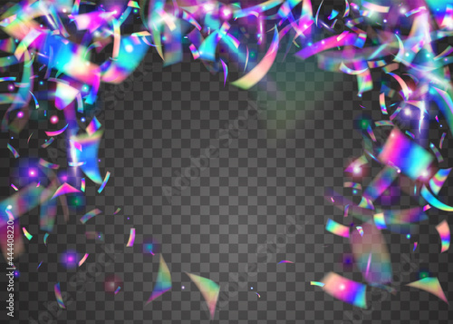 Rainbow Background. Carnival Confetti. Purple Disco Glitter. Crystal Foil. Shiny Flyer. Holiday Art. Party Realistic Template. Neon Texture. Blue Rainbow Background