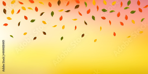 Falling autumn leaves. Red, yellow, green, brown r
