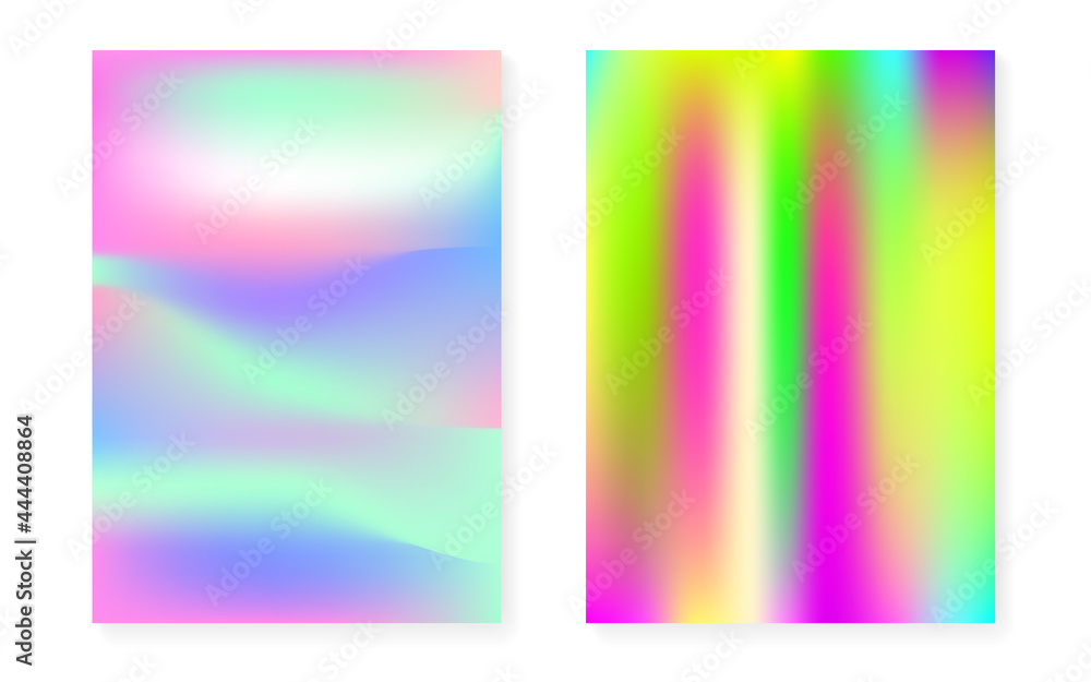 Holographic gradient background set with hologram cover. Holographic gradient background set with hologram cover.