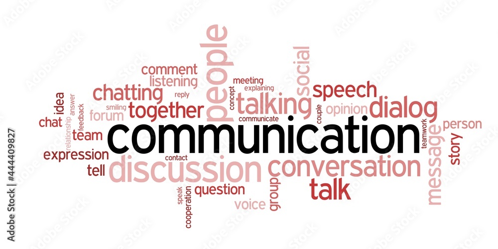 Fototapeta premium Wordcloud with the word COMMUNICATION and other tags expressing the conversation between people