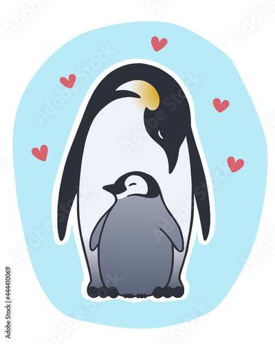 Penguin father and child