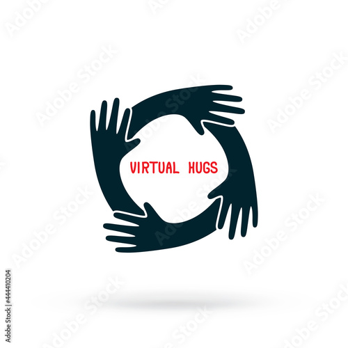 Hands hugs over white illustration