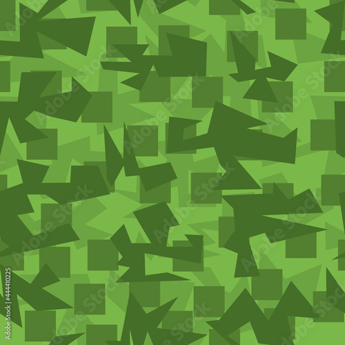 Geometric shapes, seamless. Camouflage of chaotic broken shapes. Vector.