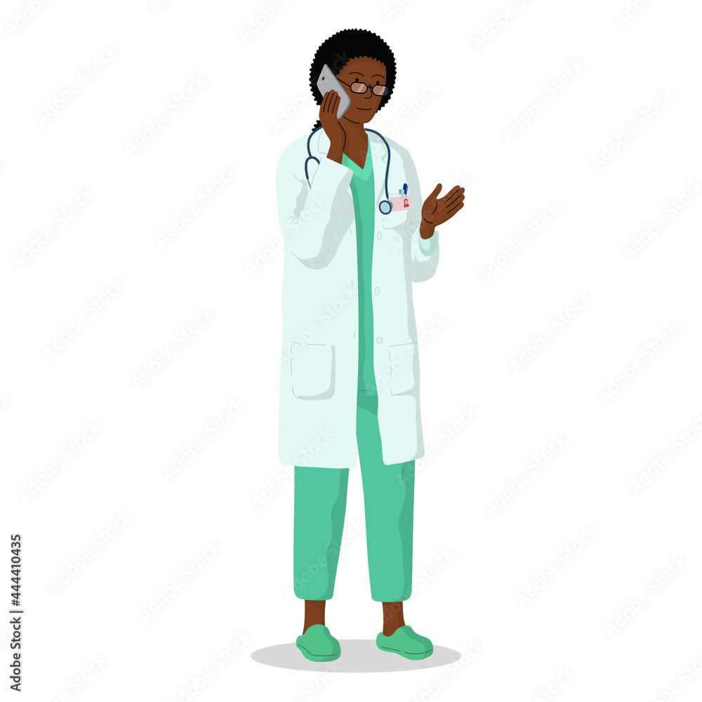 Vector illustration of character, medical staff. Professional female doctor. Hospital worker. Vector illustration of character, medical staff. Professional female doctor. Hospital worker.