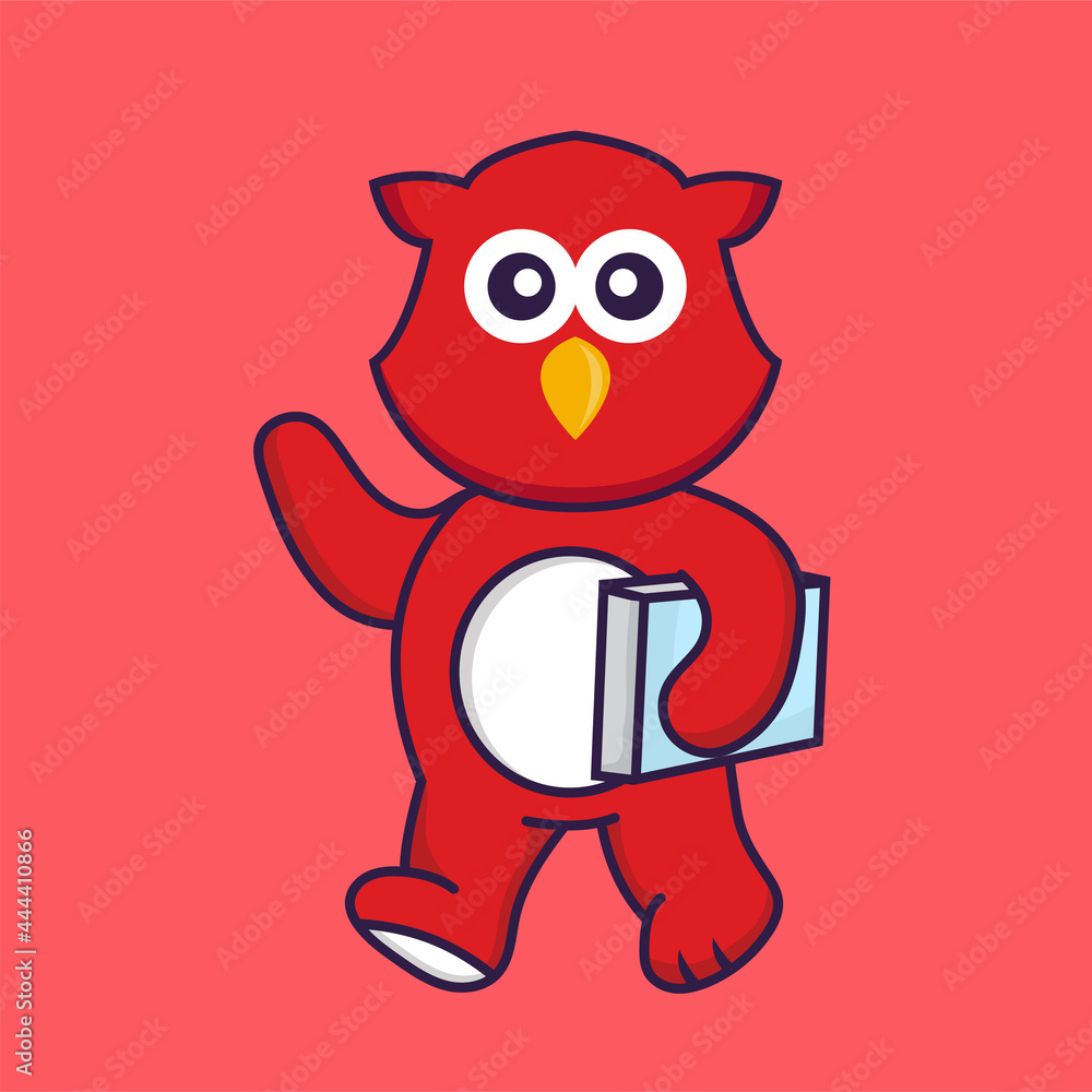 Cute bird holding a book. Animal cartoon concept isolated. Can used for t-shirt, greeting card, invitation card or mascot. Flat Cartoon Style Cute bird holding a book. Animal cartoon concept isolated. Can used for t-shirt, greeting card, invitation card or mascot. Flat Cartoon Style