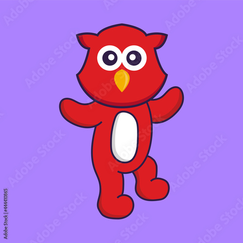 Cute bird is dancing. Animal cartoon concept isolated. Can used for t-shirt, greeting card, invitation card or mascot. Flat Cartoon Style © Turn