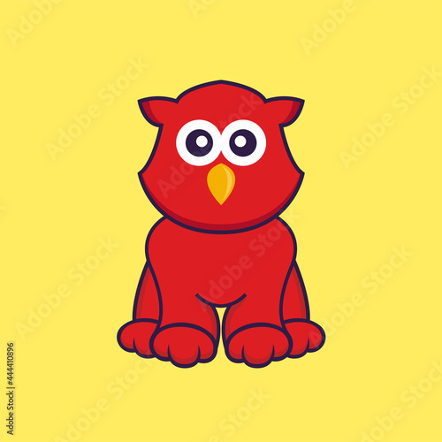 Cute bird is sitting. Animal cartoon concept isolated. Can used for t-shirt, greeting card, invitation card or mascot. Flat Cartoon Style © Turn