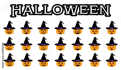ハロウィーン　帽子を被ったカボチャのオバケ